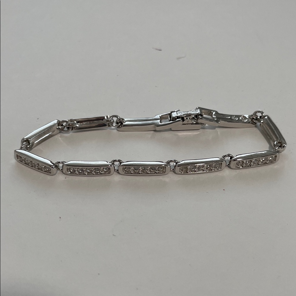 Swarovski Silver Crystal Bar Link Bracelet